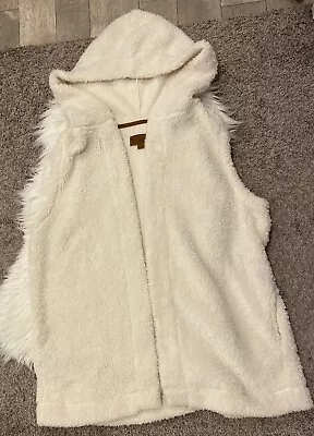 UGG Koolaburra Ivory Jacket Sherpa Sleeveless Hooded Open Front Vest Size 1X • $24.99