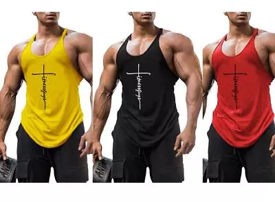 Men's Bodybuilding Stringer Tank Tops Y-Back Vest Gym Fitness Muscle T Shirt • $25.99