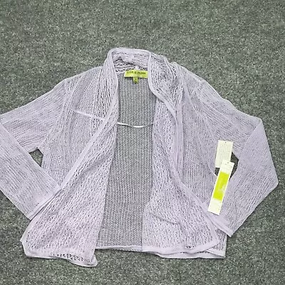 Singrid Olsen Sweater Womens Size Small Purple Linen Knit Cardigan Open Front • $18