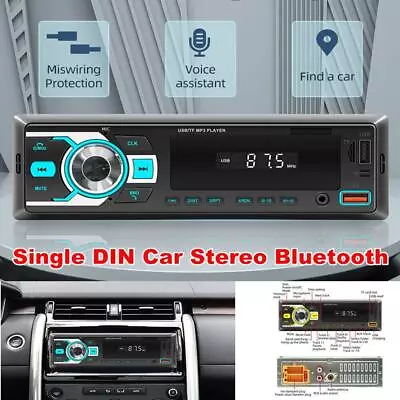 Single DIN Car Stereo Bluetooth USB MP3 Music AUX Radio Media Voice Assistant • $56.69