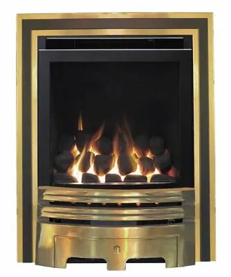 GAS FIRE BRASS INSET FULL DEPTH 4kw HIGH EFFICIENCY 86% INSET GLASS FRONTED • £574.50