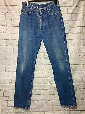 Men’s DKNY Denim Jeans W32” L34” Blue Stonewash Straight Leg Distressed Button • £11.95