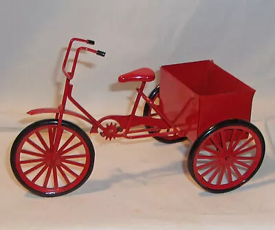 Vintage Metal Miniature 3 Wheel Red Bicycle - Out Door Doll House Decor • $8