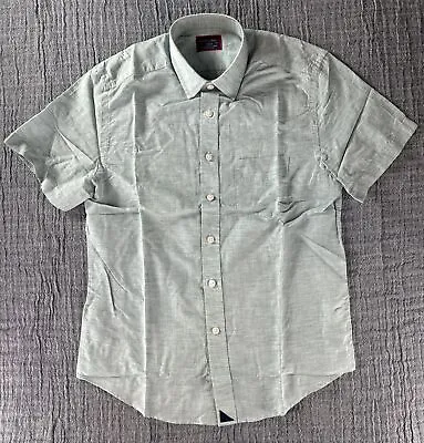 UNTUCKit Simard Mens Short Sleeve Button Up Shirt Green Cotton Linen - PICK SIZE • $29.95