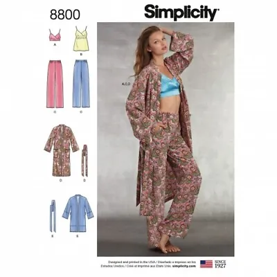 Simplicity Sewing Pattern 8800 Pyjamas Robes Lingerie • £14.99