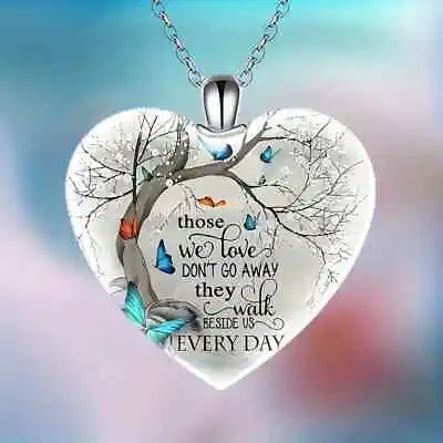 Memorial Butterfly Love White Pendant Necklace Women Crystal Jewelry Heart Shape • $69.98