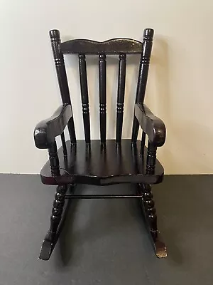 Vintage Wooden Rocking Chair 12.5 High 7  Wide 9.8  For Doll / Plush Dark Cherry • $29.99