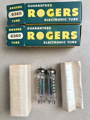 Pair NOS 6360 ROGERS Power Vacuum Tubes Made In Canada Matched Date Codes 44-61 • $24.99
