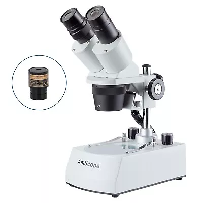 Amscope 20X-80X Compact Binocular Stereo LED Microscope +Digital Eyepiece Camera • $533.30