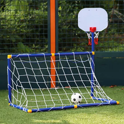 Kids Outdoor Sport Mini Basketball Stand Football Soccer Goal Training Toys • $45.56