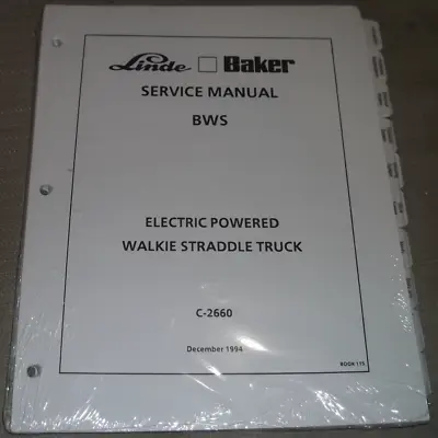 Linde Baker Bws Electric Pallet Jack Forklift Service Shop Repair Manual • $29.99