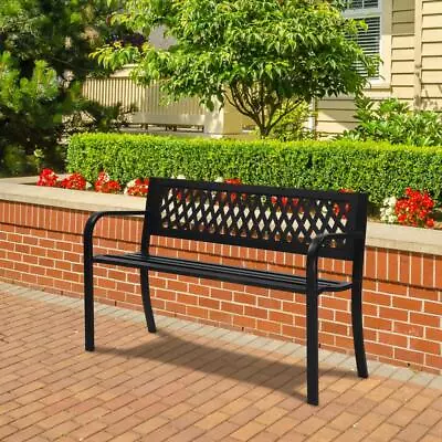 Outdoor Bench Patio Chair Metal Garden Furniture Deck Backyard Park Porch Seat • $71.59