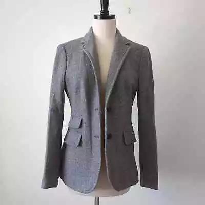 J.Crew Womens Hacking Blazer Jacket 6 Herringbone 100% Wool Gray British Riding • $119.99