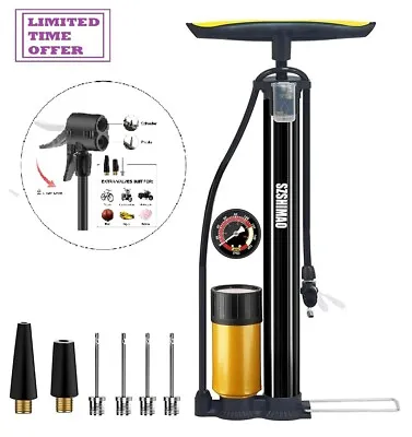 Bike Floor Pump With GaugeBike Pump High Pressure 160 PsiBicycle Pump With Air • $16.28