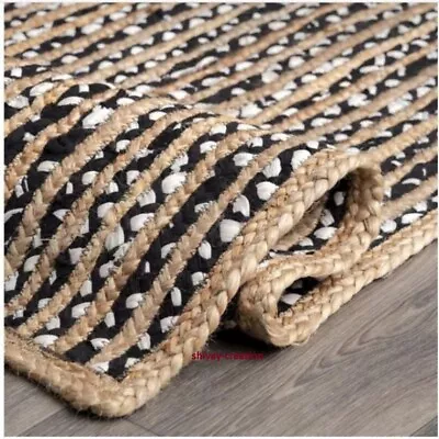 Rug 100% Jute Cotton Handmade Reversible Area Carpet Modern Living Runner Rugs • $238.49