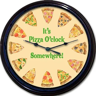 Pizza O'clock Wall Clock Pepperoni Mushroom Cheese Tomato Kitchen Restaurant 10  • $30.99