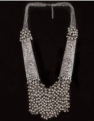 Afghani Bollywood Style Indian Designer Silver Oxidized Boho Jewelry Necklace  • $14.07