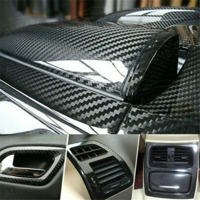 $10 • Buy 7D Ultra Glossy Carbon Fiber Vinyl Car Wrap Film Bubble Free Parts Accessories