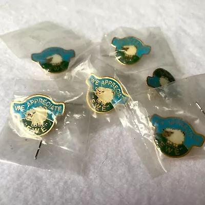 Vintage We Appreciate Ewe Sheep Lapel Pins NEW Girl Scouts Collectible Set Of 6 • $15