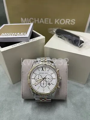Michael Kors MK8344 Lexington Chronograph White Dial 44mm Case Men's Watch • $103