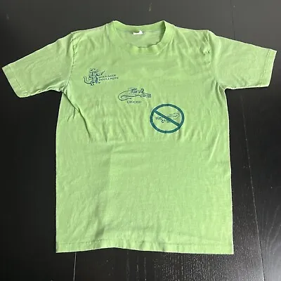 Vintage 80s T-Shirt Save A Gator Shoot A Preppie Light Green Soft Thin By Spruce • $12