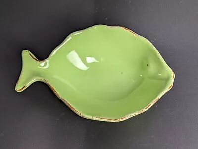 VIETRI Fish Shape Green Ceramic Bowl Italy Cucina Fresca • $26