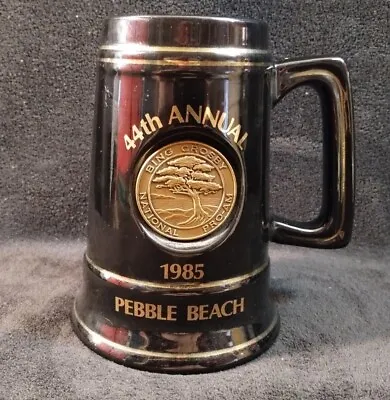 Vintage 44th Annual 1985 Pebble Beach Pabst Black Stein Gold Trim| Ceramic Mug  • $69.96