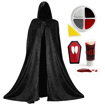 Ladies Vampire Halloween Costume Fancy Dress Black Cape And Accessories Sexy • £18.99