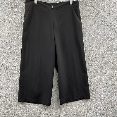 Zara Basic Womens Crop Pants Extra Large Black High Rise Wide Leg Pockets  • $14.99