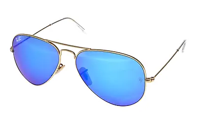 $131.34 • Buy Ray Ban RB3025 Aviator Large Metal 58mm Sunglasses 3278 - Gold/Blue