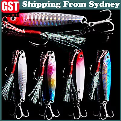 5x 21g Fishing Lures Slice Micro Jig Bait Spoon Tackle Salmon Mackerel +10x Hook • $10.99