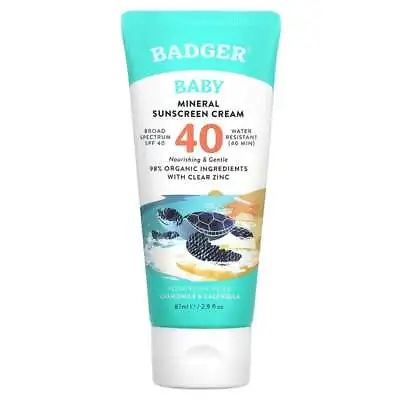 Badger Company Baby Mineral Sunscreen Cream SPF 40 Chamomile & Calendula 2.9 • £29.99