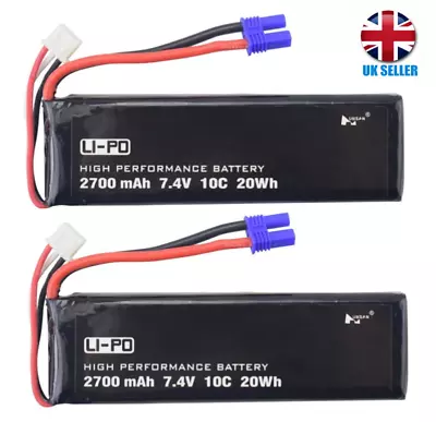 2PCS 7.4V 2700mAh 10C Lithium Battery Hubsan H501S H501A H501C H501M H501SW H501 • £25.95