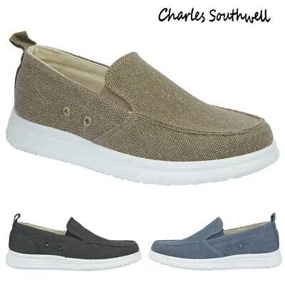 Mens Slip On Canvas Boat Deck Casual Driving Moccasin Loafer Comfy Shoes Size • £17.49