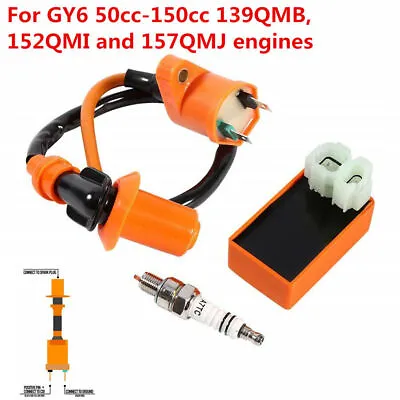 Racing CDI+Spark Plug+ Ignition Coil For Gy6 125cc 150cc 4-stroke Scooter Parts • $22.40