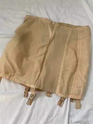 Vintage 40s Francette SATIN Open-Bottom GIRDLE Slip Metal Zipper 6 Garters Flaws • $12