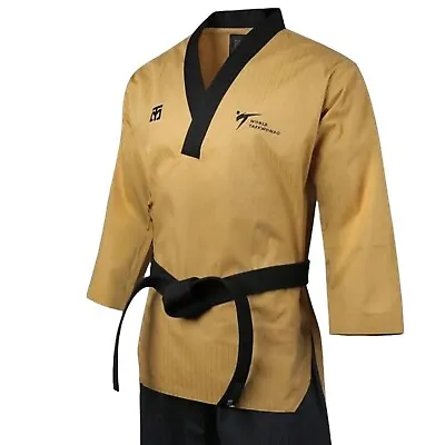 Mooto Korea Taekwondo WT Logo Tabek High Dan Poomsae Uniform Top Only Gold 4XL • $72.82