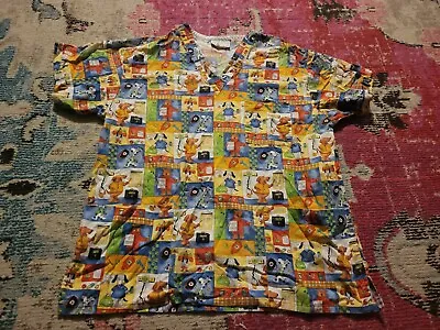 Guc Womens Size XL Peaches Uniform Scrub Top Dog Puppy Pet Animal Cheerful • $6.94