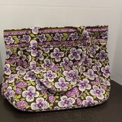 Vera Bradley Tote Bag Plum Petals Pockets Purple Floral Beach Party Casual Prep • $29.77