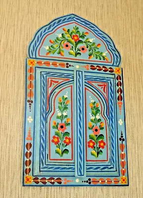 Beautifully Hand Painted Mirror With Doors 35 Cm X 20 Blue Made In Morocco • £16.99