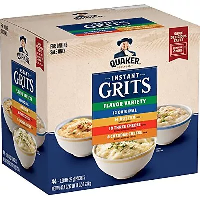 Quaker Instant Grits 4 Flavor Variety Pack 0.98oz Packets44 Count Pack Of 1 • £12.62