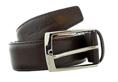 Pierre Cardin Dark Brown Classic Silver D-Ring Adjustable Belt Adjustable Mens • $21.99