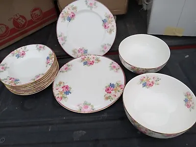 12 Pcs. Mikasa China ROSEMEAD 8 Rim  Soup & 2 Serving Bowls & Plates Un Used • $189