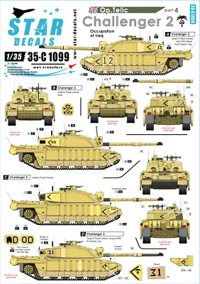 Star Decals 35-C1099 Challenger 2. Occupation Of Iraq. Op. Telic #4 SCALE 1/35 • £9.99