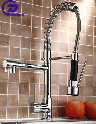 Chrome Kitchen Faucet Swivel Single Handle Sink Pull Down Sprayer Mixer Tap • $29.19