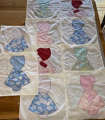 Vintage Sun Bonnet Sue 10 Quilt Squares 14.5” X 14.5” • $29.99