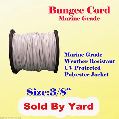 3/8  X  Sold By Yards Premium Marine Grade Bungee Shock Stretch Cord UV White • $2
