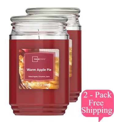 Mainstays Warm Apple Pie Scent Single-Wick Large Glass Jar Candle 20 Oz 2 Pack • $19.74
