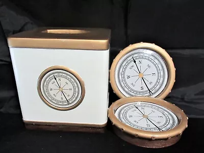 Nautical Compass Tissue Box & 2 Large Soap Dish Coasters • £19.23