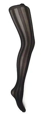 £4.25 • Buy Ladies Tights- Solid & Sheer Vertical Stripes -.Black  Pattern Fashion Tight-